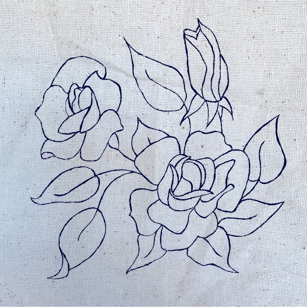 Vintage The Burlap Room Rug Hook pattern on Burlap Roses Flowers  21" x 16"